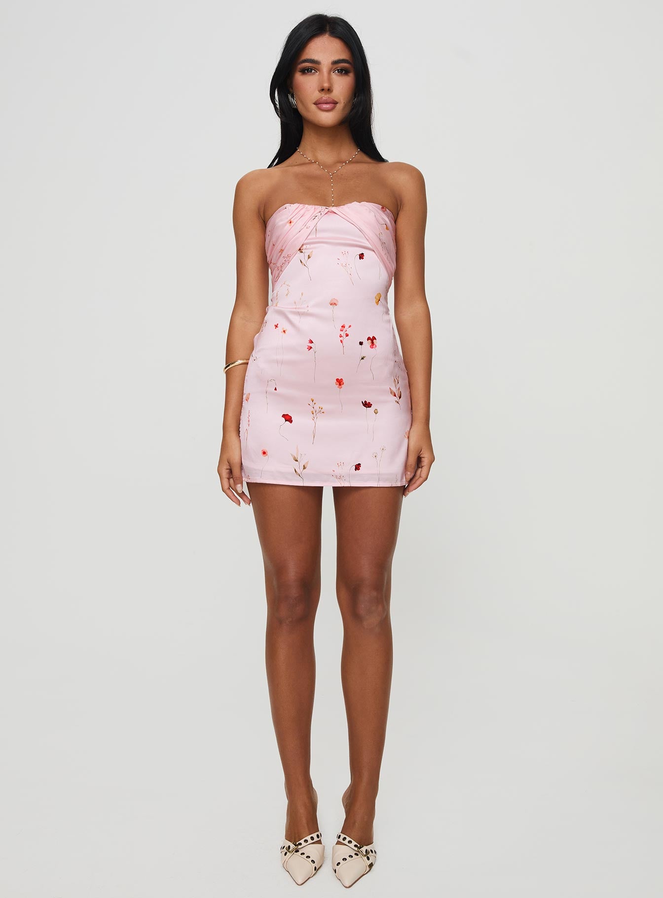 Irena Strapless Mini Dress Pink Floral、mySite、solidvoid