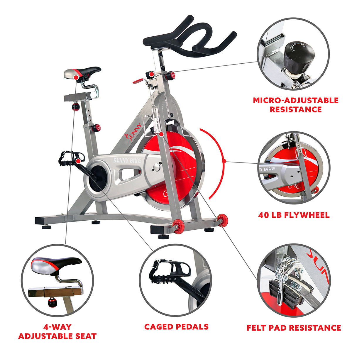  40 lb Flywheel Belt Drive Stationary Pro Indoor Cycling Bike、mySite、ghnorth