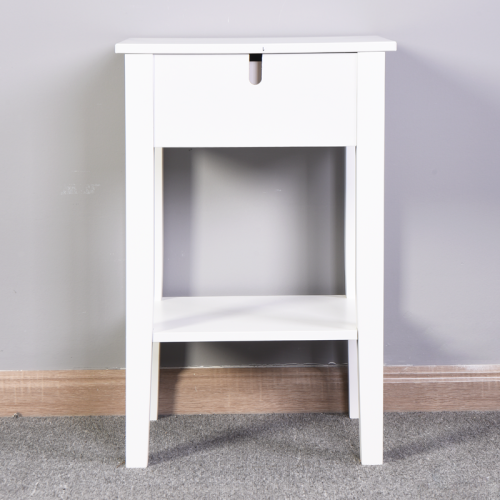 White Bathroom Floor-standing Storage Table with a Drawer、、casual