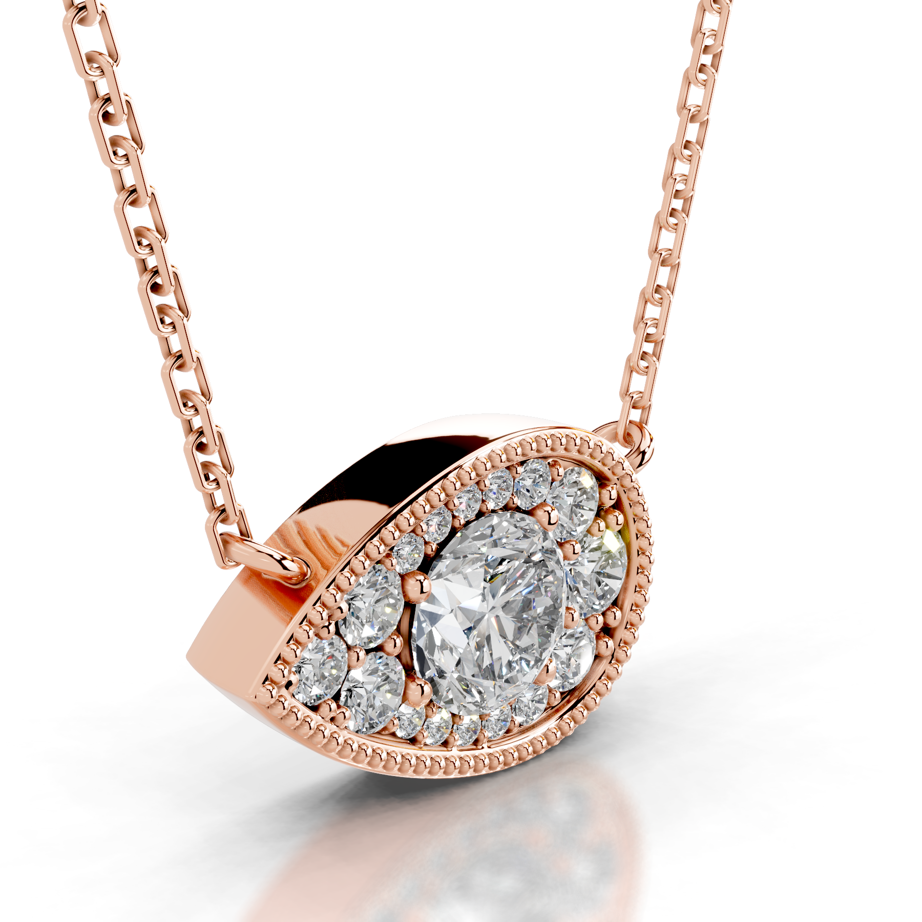 Kanesha Lab Grown Diamond Pendant (3.50 Carat) -14K Rose Gold、mySite、hinf8tx79