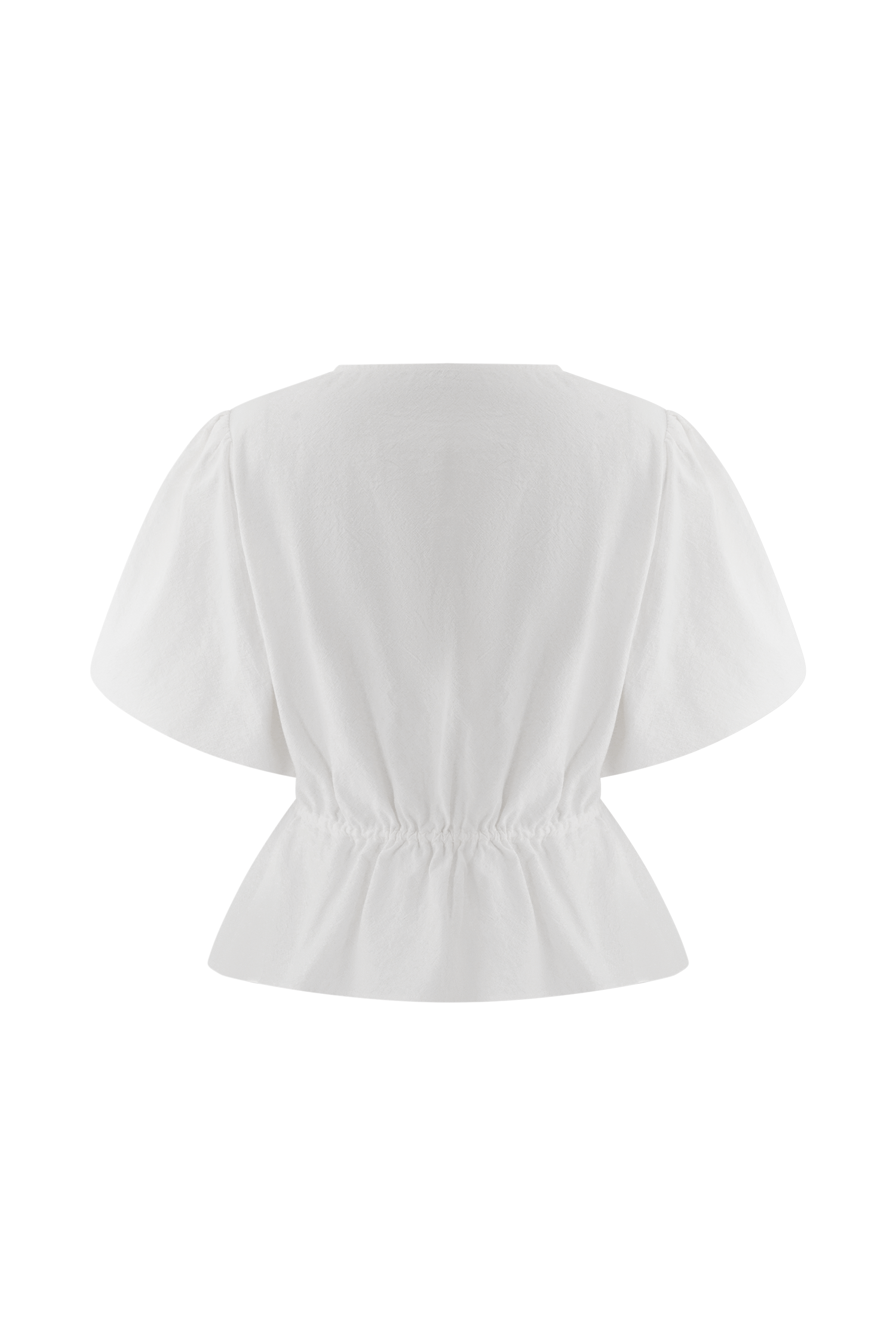 Emilie Puff Sleeve Cotton Top - White、mySite、solidvoid