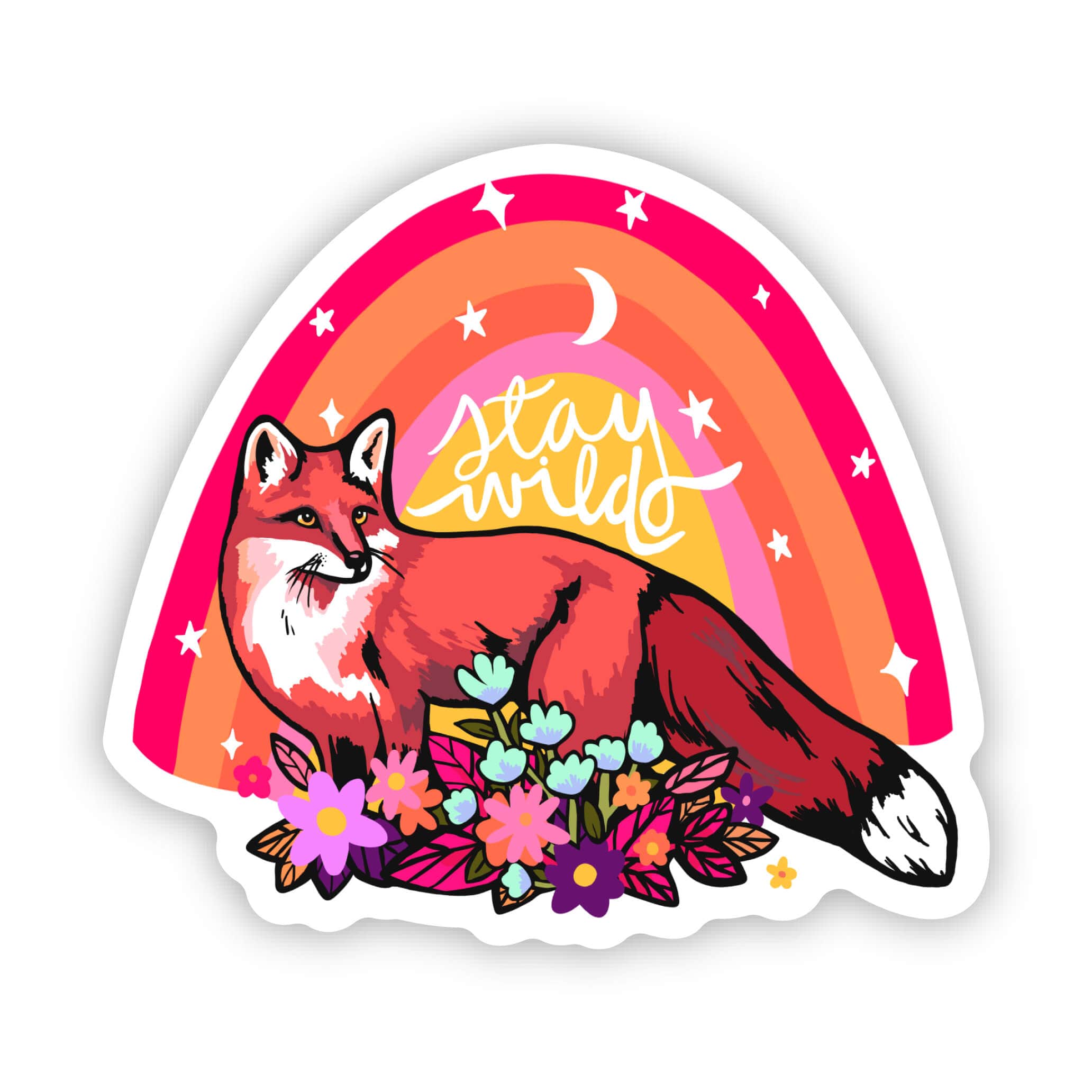  Stay wild fox rainbow sticker、mySite、elrpsem3k
