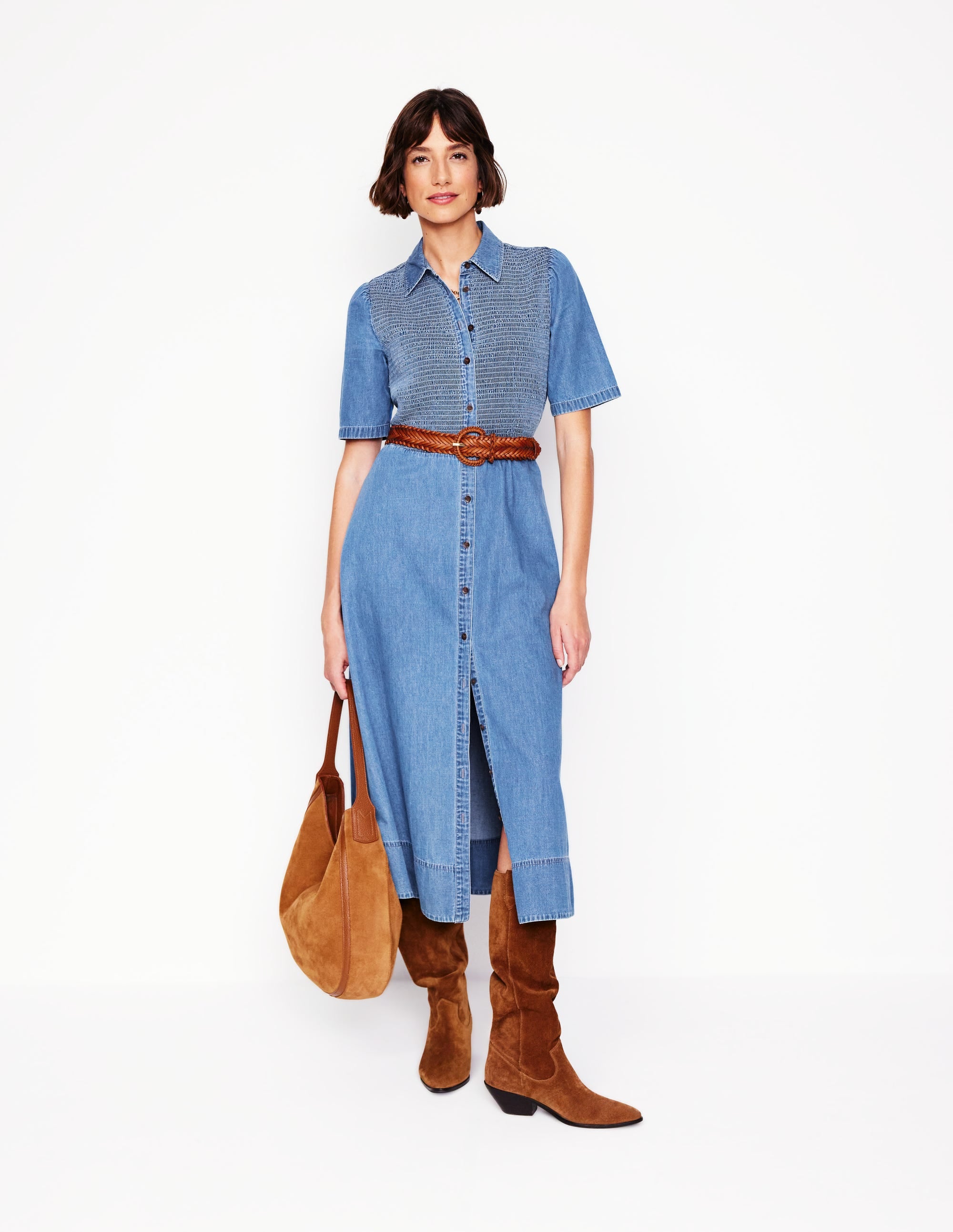  Amber Denim Midi Dress-Light Vintage Denim、mySite、ashleygrahame