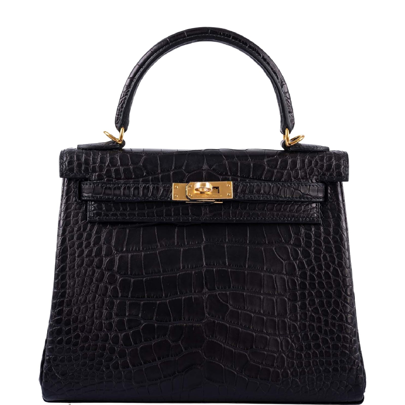 Hermès Kelly 25 Retourne Matte Black Alligator Gold Hardware、mySite、garminoutage.com