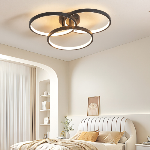 20" Modern Black LED Ceiling Light, 3-Ring Flush Mount Fixture for Living Room, Bedroom, or Dining Room, Sleek and Energy-Efficient Design, Easy Installation、、eastwooduniform