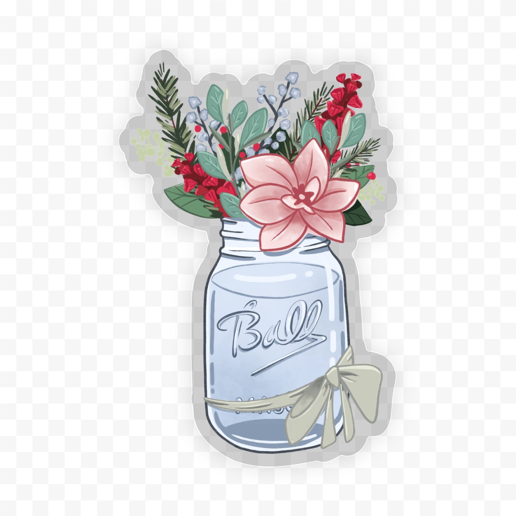  Holiday Flowers in Vase Clear Sticker、mySite、ghnorth