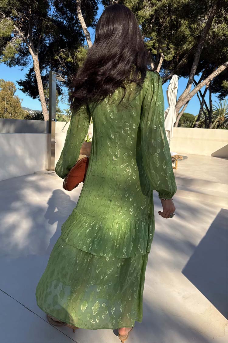 Green Jacquard Harmony Dress Petite、mySite、solidvoid