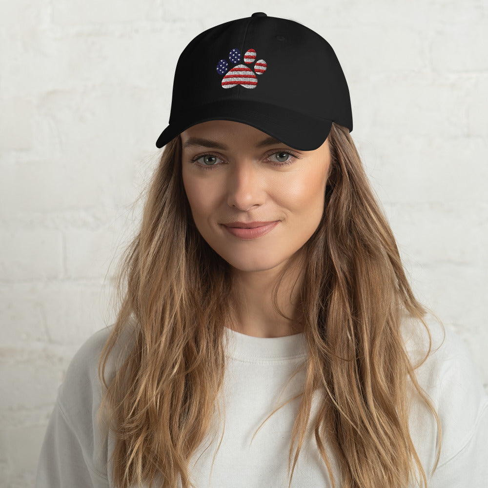 Patriotic Paw Print Baseball Hat、mySite、camillekostekn