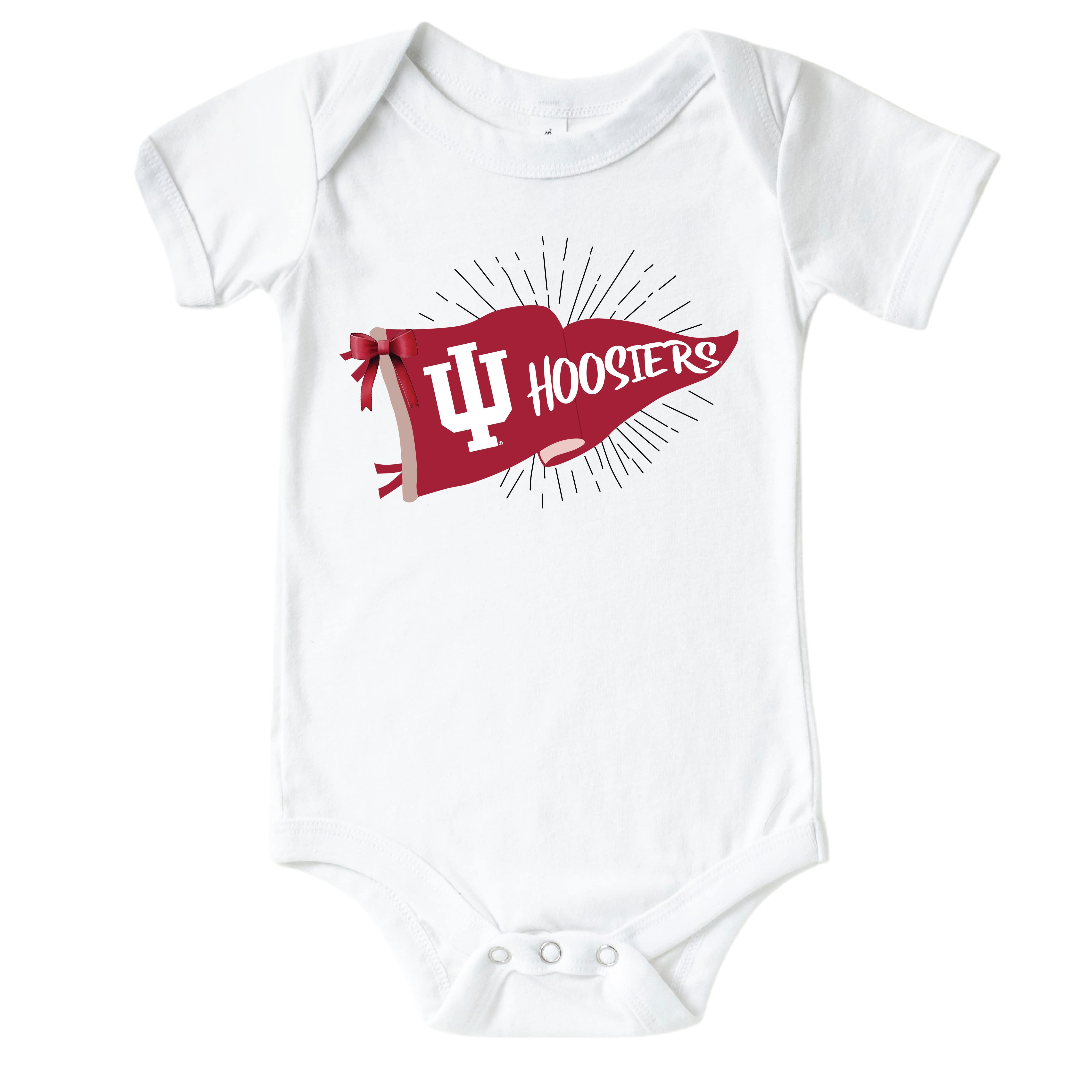  Indiana University | Footballs & Bows Graphic Bodysuit、mySite、layawaytickets