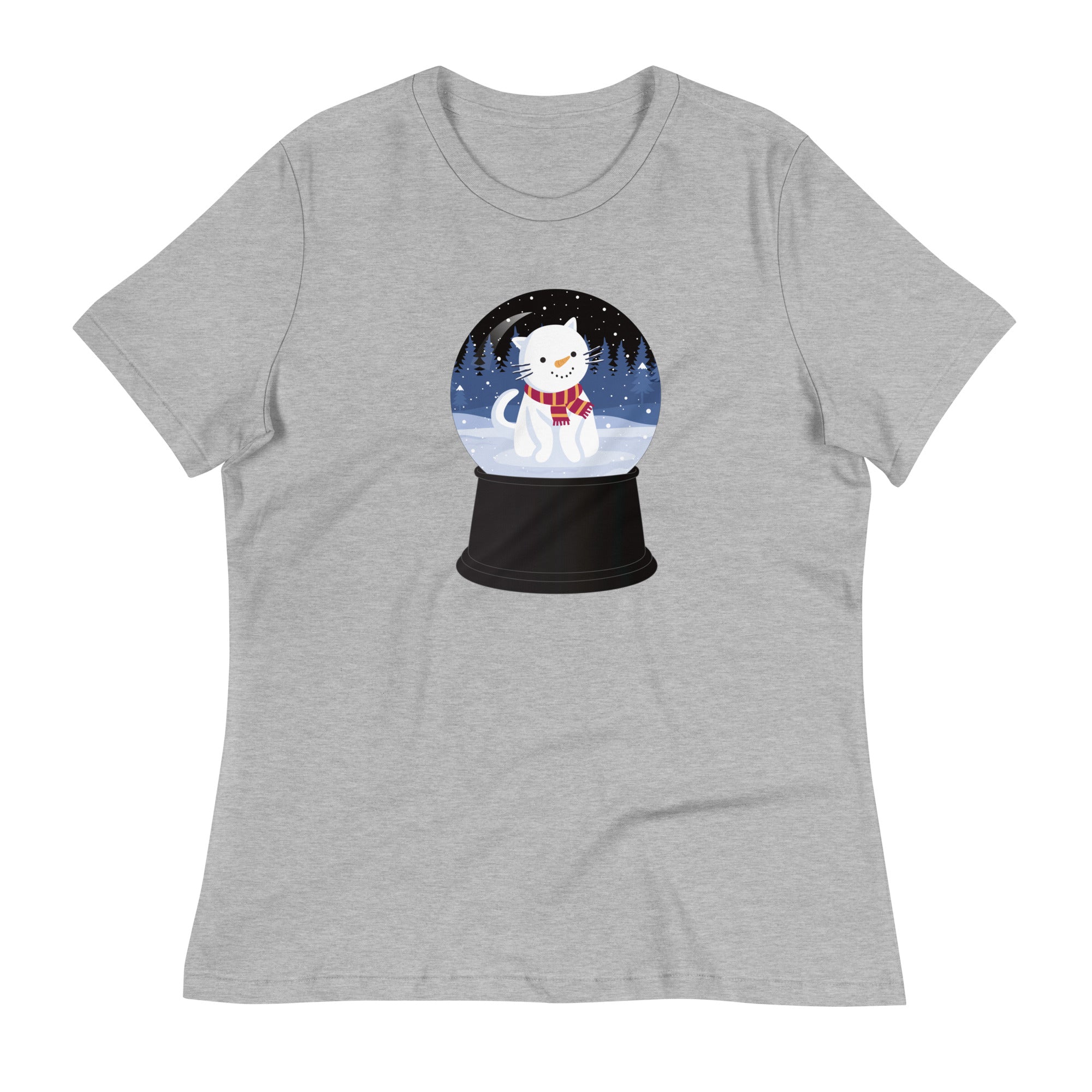 Snowman Kitty Snow Globe Women's Relaxed T-Shirt、mySite、camillekostekn