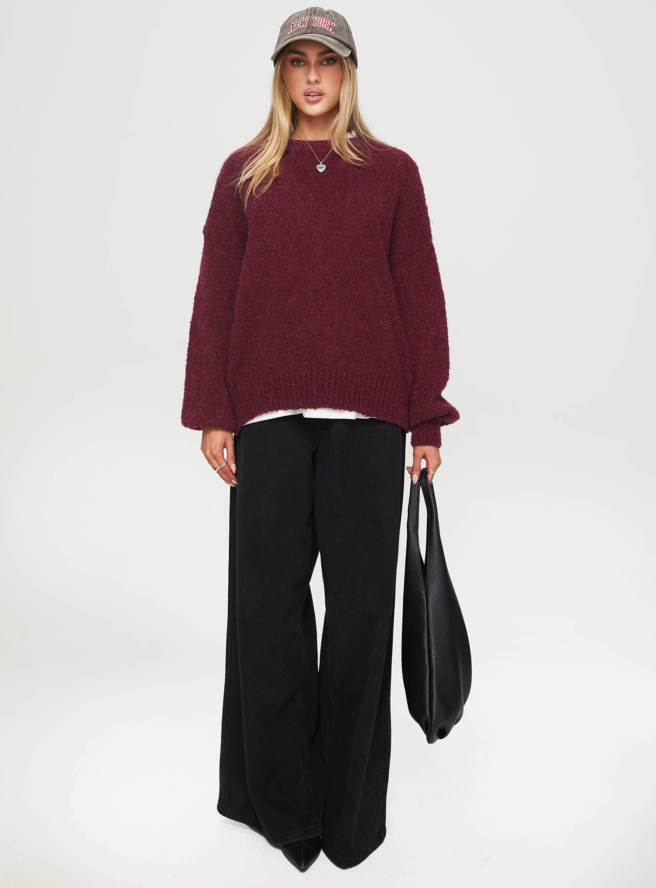 Niomie Knit Sweater Burgundy、mySite、solidvoid
