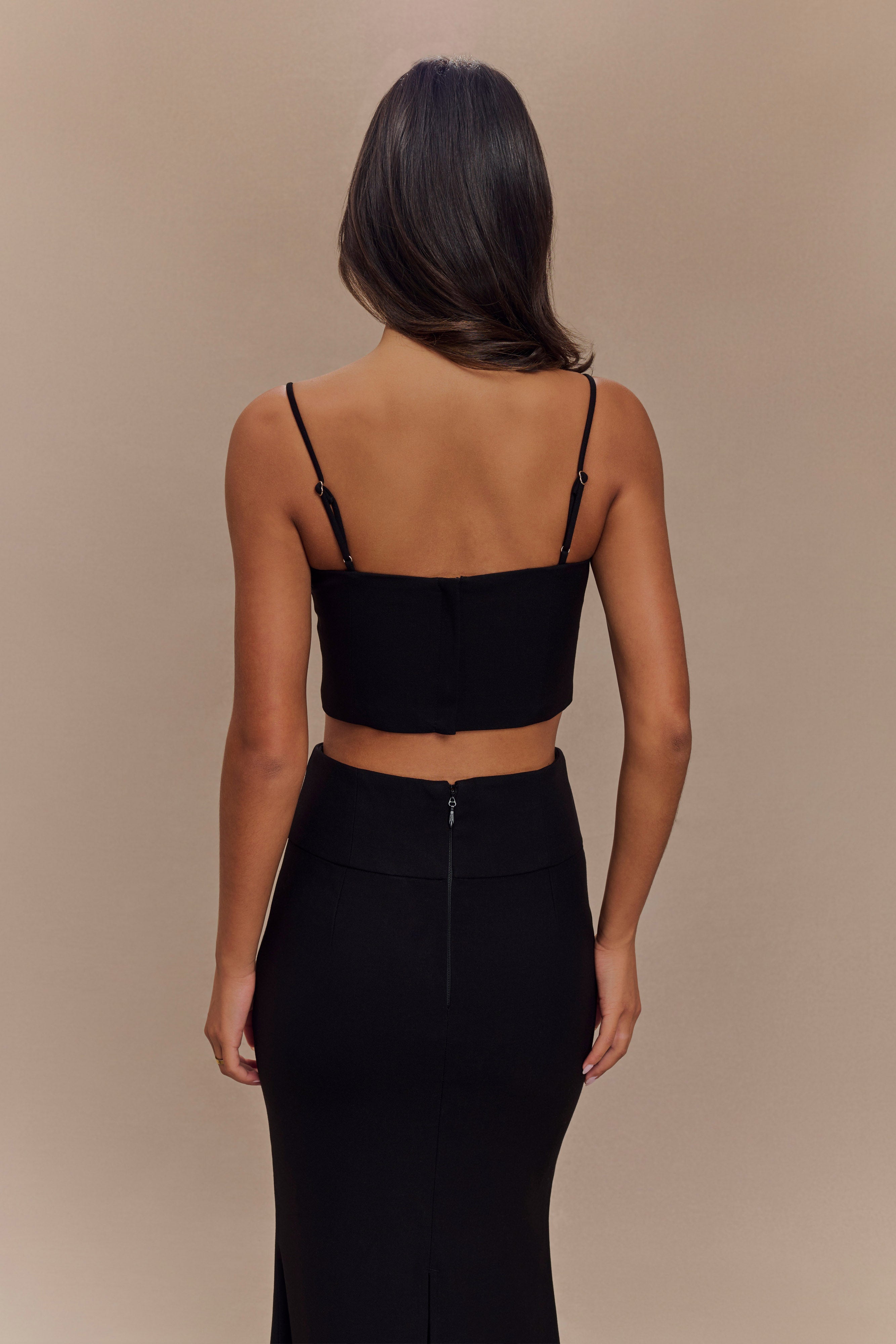 Grace Suiting Crop Top - Black、mySite、solidvoid