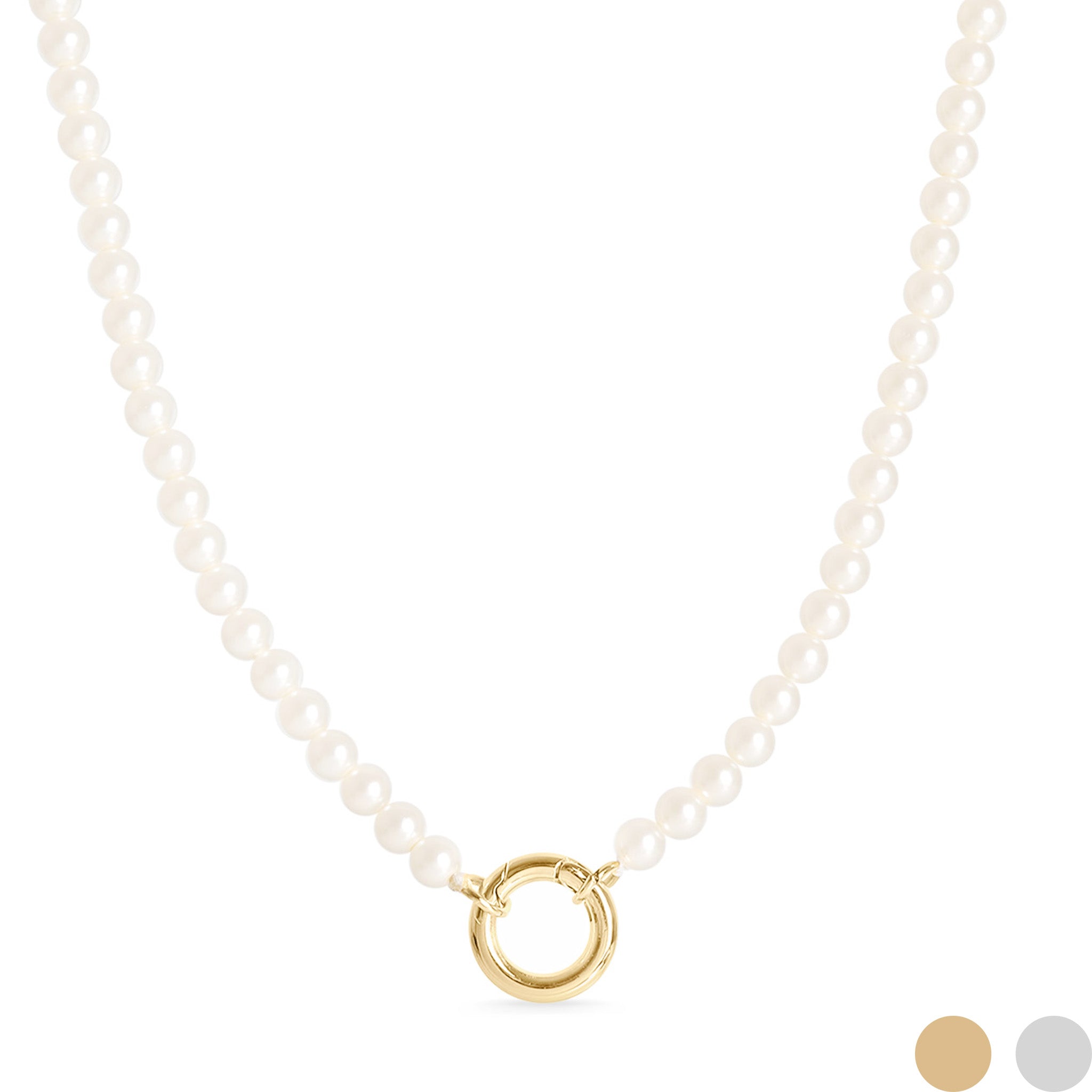 18 Glass Pearl Necklace with Stainless Steel Charm Keeper / SBB0338、mySite、dreamappss