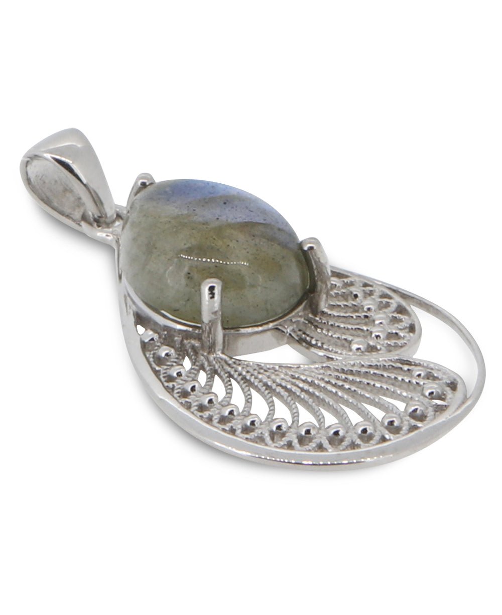Labradorite Pendant in Sterling Silver Feather Design、mySite、topwebapps