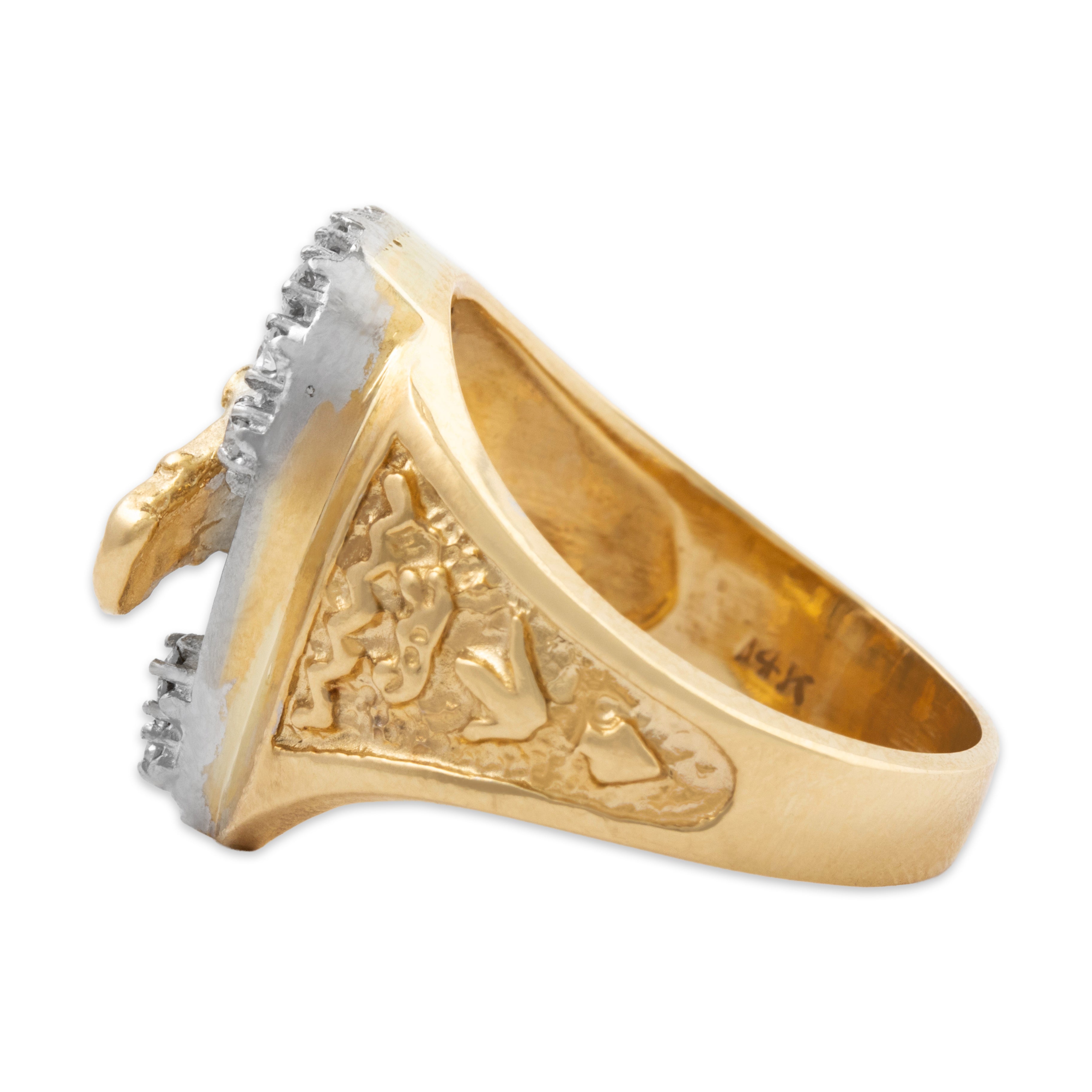 Vintage Large 14k Yellow Gold .49cttw Diamond Wonderful Figural Horse Ring 8.25、mySite、hinf8tx79