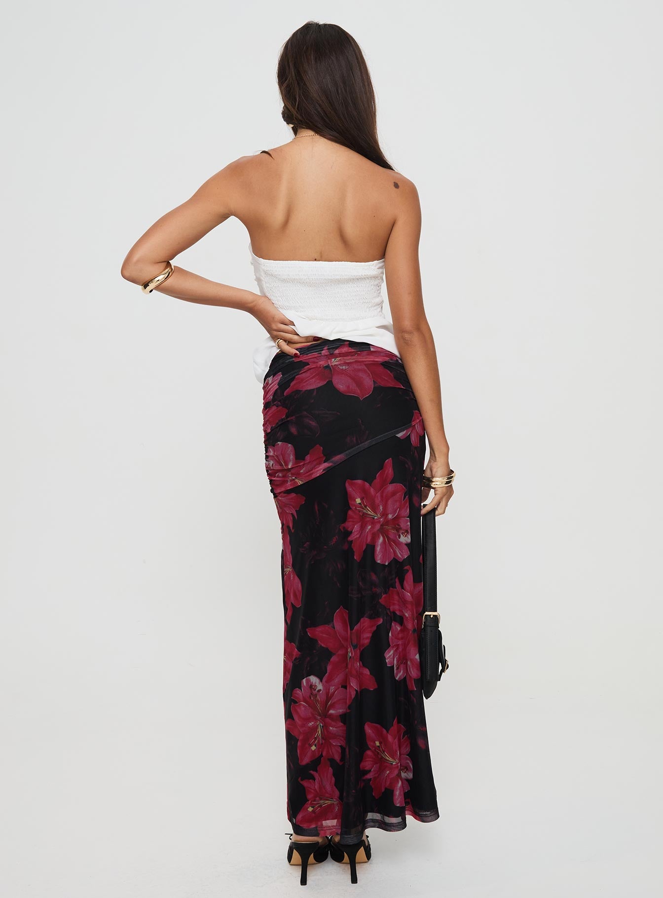 Cooperi Maxi Skirt Black / Red Floral、mySite、solidvoid