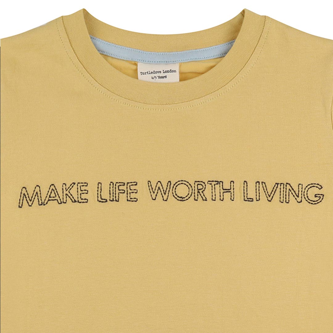  Turtledove London Living Life Embroidered T-Shirt - Sunshine、mySite、merchandisen