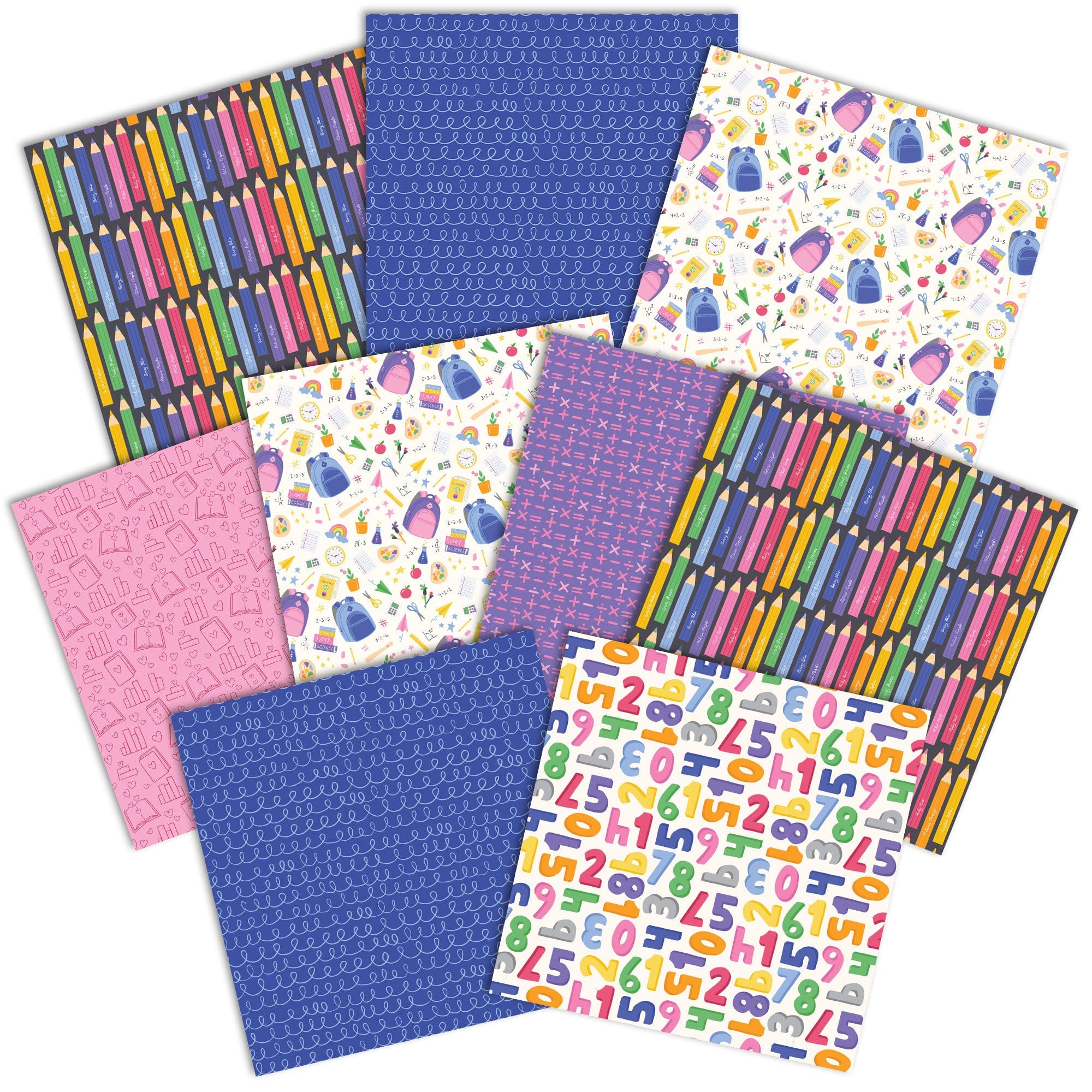  School Days Pattern 12 x 12 Scrapbook Paper Set、mySite、ghnorth