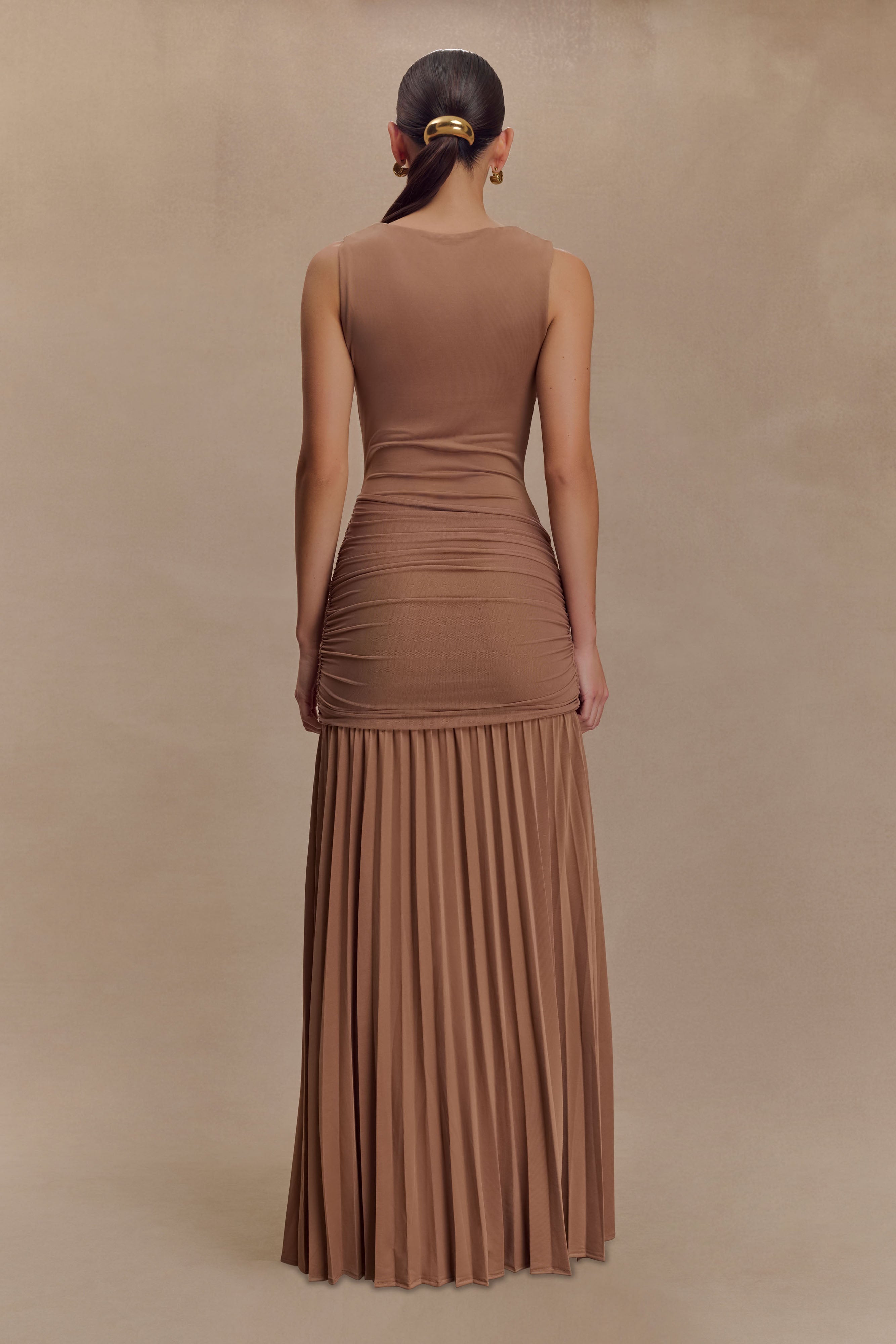 Dania Cowl Neck Slinky Maxi Dress - Mocha Mousse、mySite、solidvoid