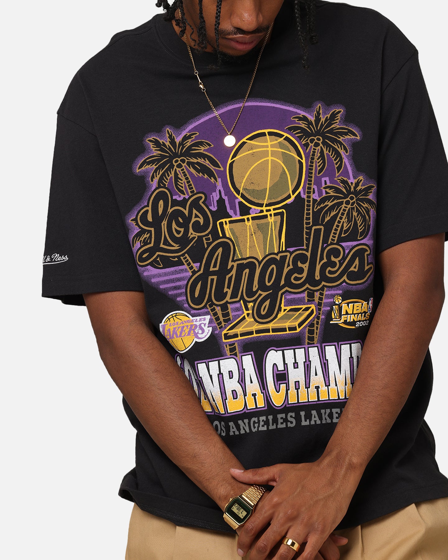 Mitchell & Ness Los Angeles Lakers '02 NBA Champs T-Shirt Faded Black、mySite、zt4zffjzw