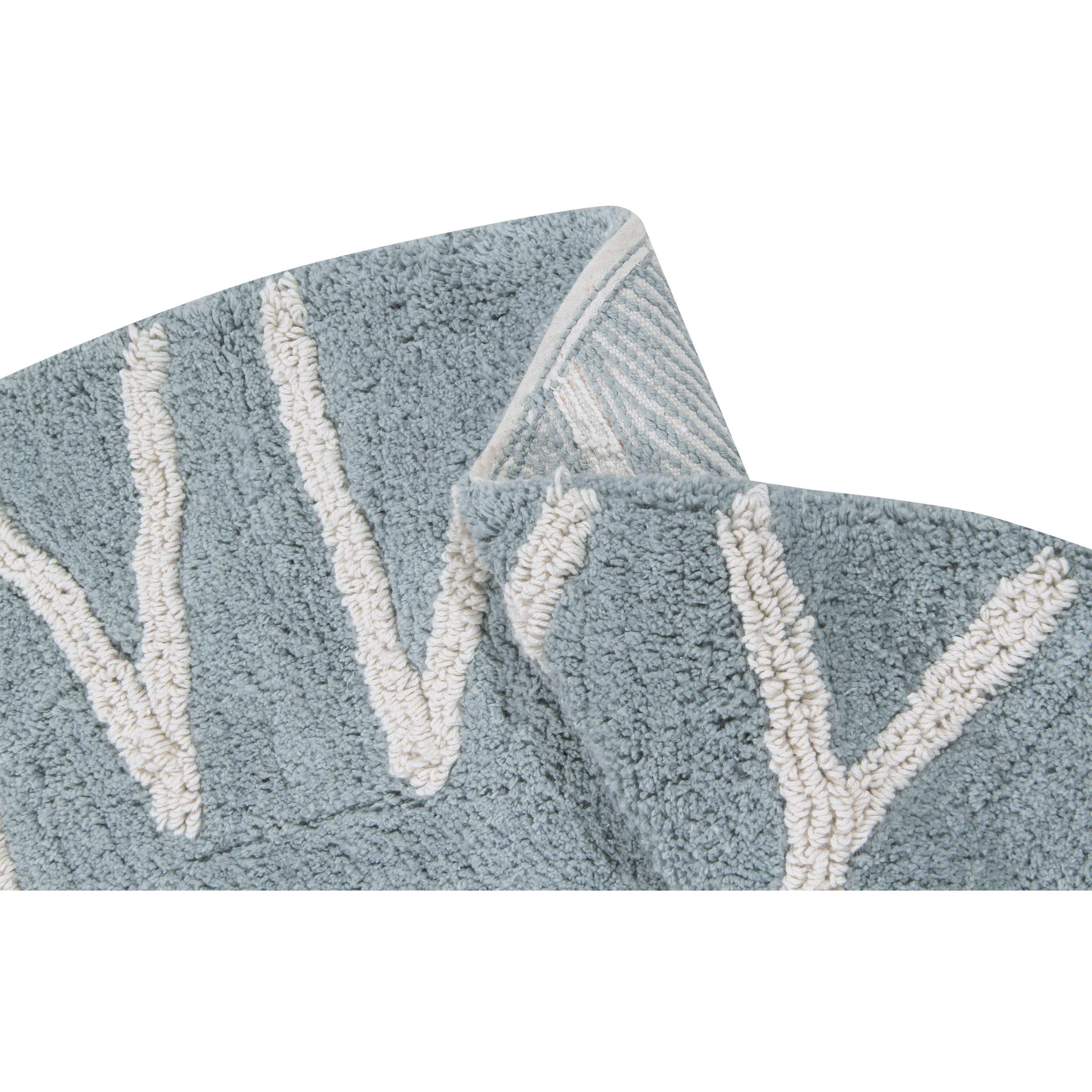 Round ABC Vintage Blue Natural Machine Washable Area Rug、mySite、gigharbornorthrealestate