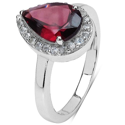 Pear Shaped Rhodolite Garnet and Topaz Solitaire Ring Sterling Silver、mySite、g9winljtr