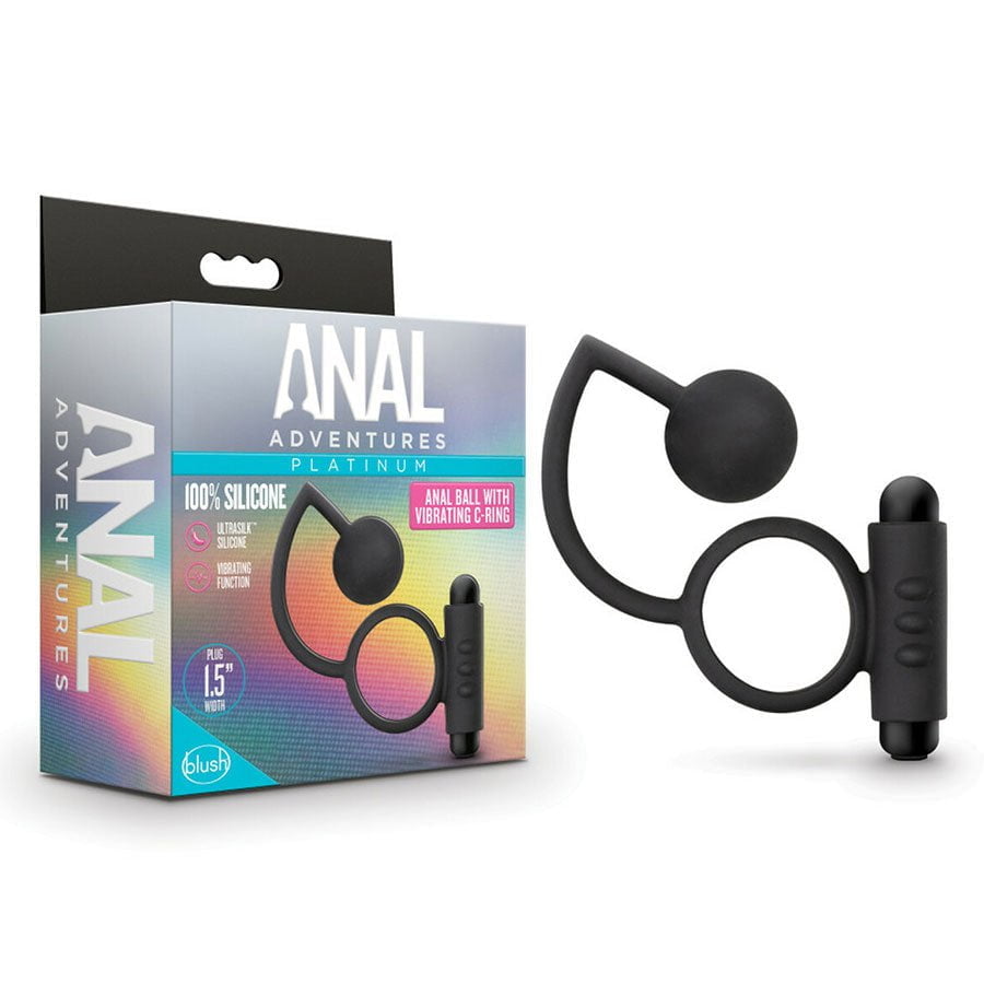 Anal Adventures Platinum Silicone Anal Ball with Vibrating Cock Ring by Blush Novelties、mySite、bottomscart