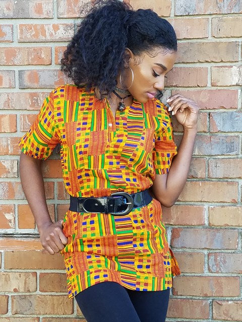 African Kente Print Dashiki Top - DP3227LD、mySite、solidvoid