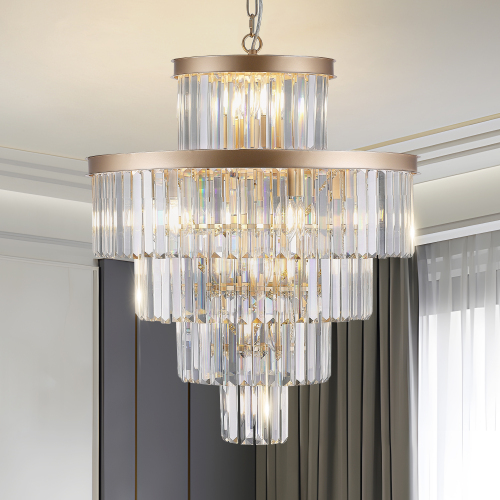 (Same as W1340P188536)Golden Luxury Crystal Chandelier Modern Chandeliers Lights Fixture Hanging Pendant Light Fixture for Dining Room Bedroom Living Room Dia 23.6 Inch-Gold、、eastwooduniform