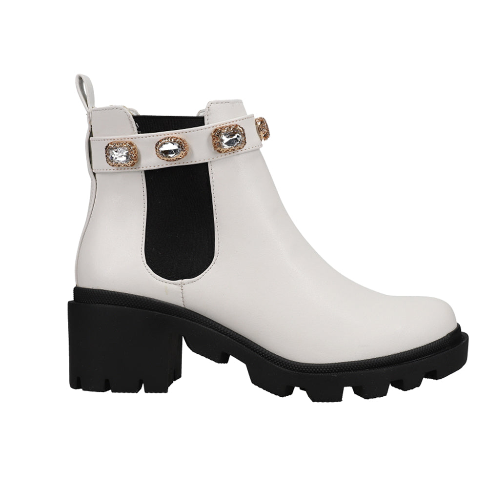 Amulet Rhinestone Round Toe Pull On Booties、mySite、gtrtttuynbv