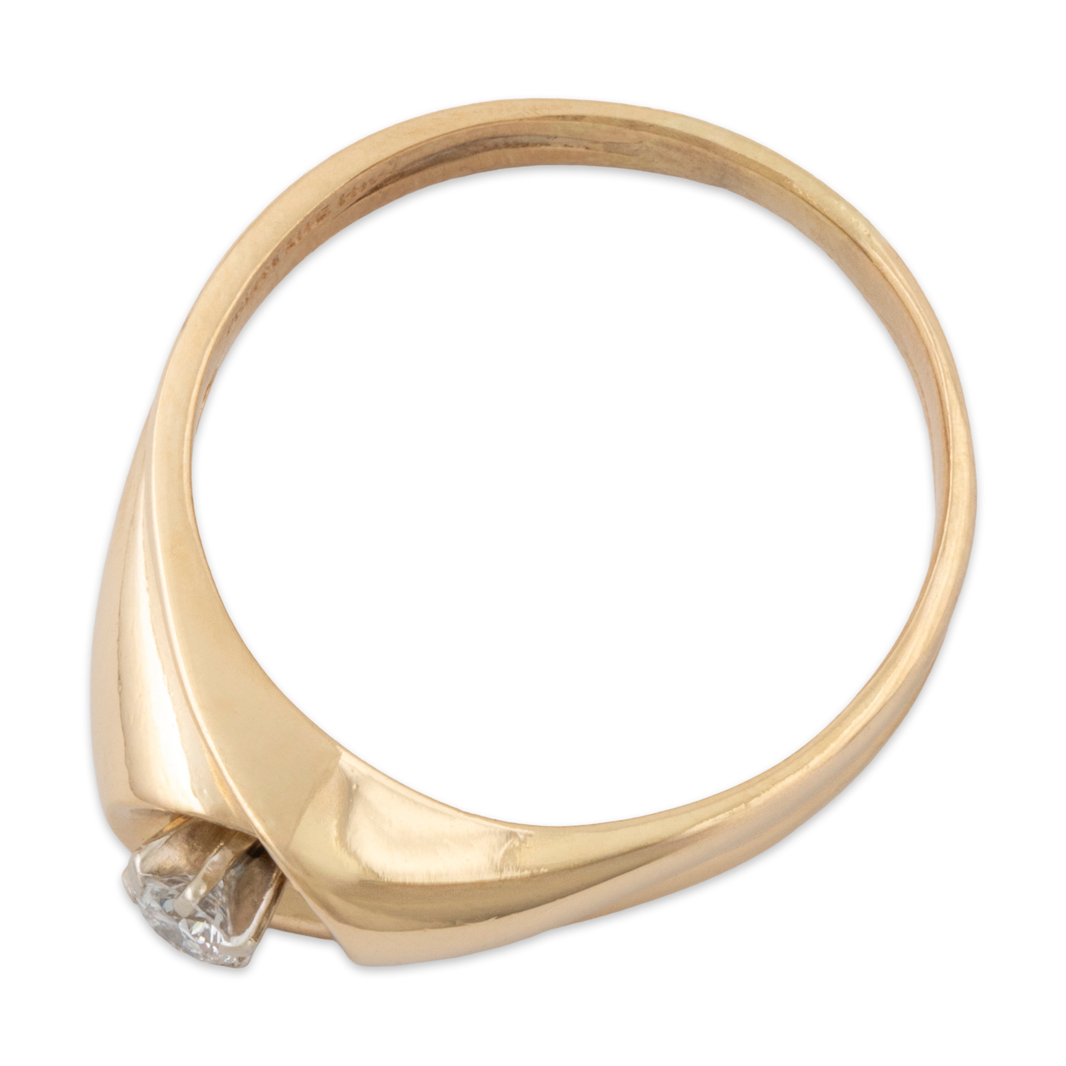 Vintage 14k Yellow Gold Diamond Modernist Solitaire Ring 8.75、mySite、hinf8tx79