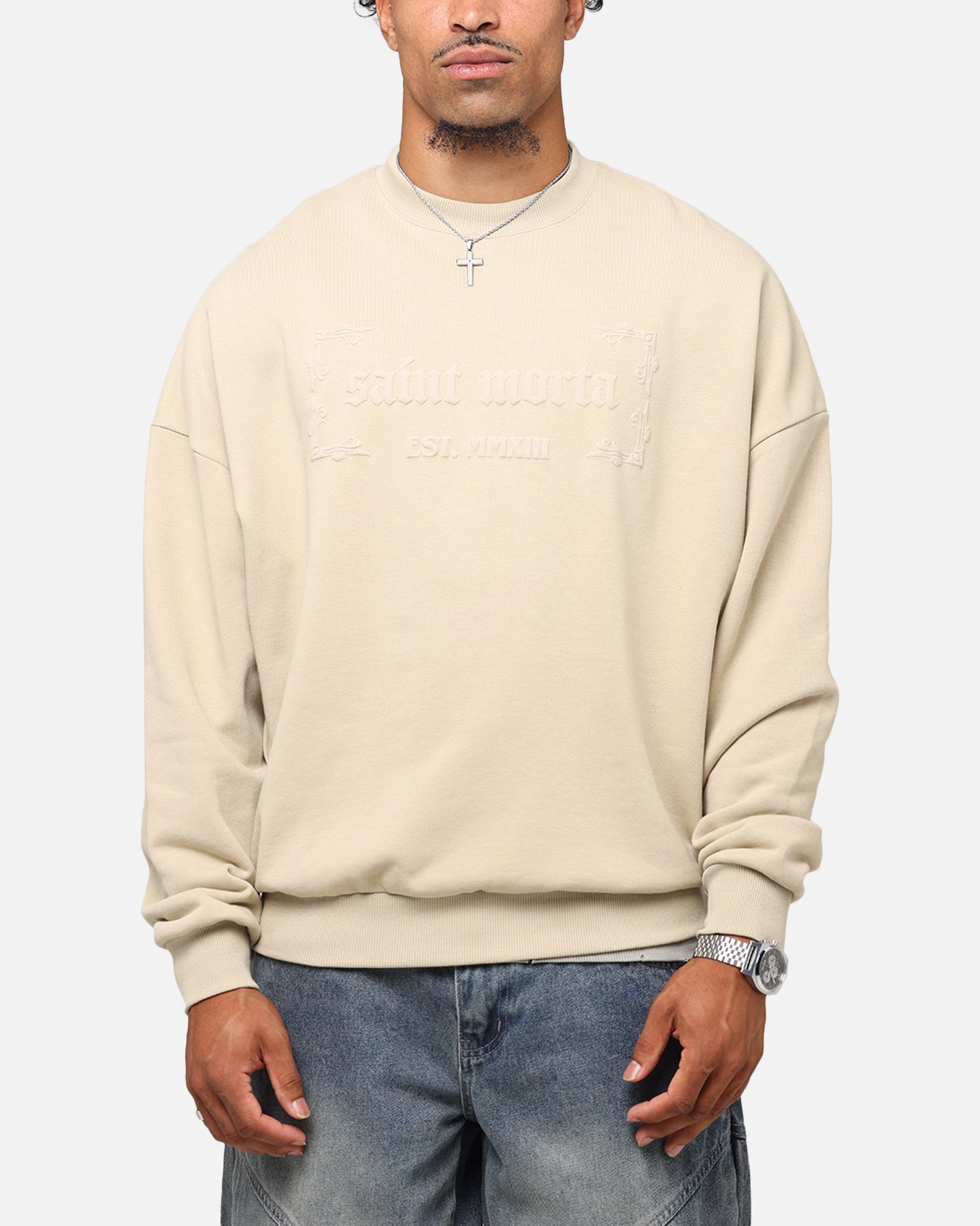 Saint Morta Repentant Heart Crewneck Stone、mySite、zt4zffjzw