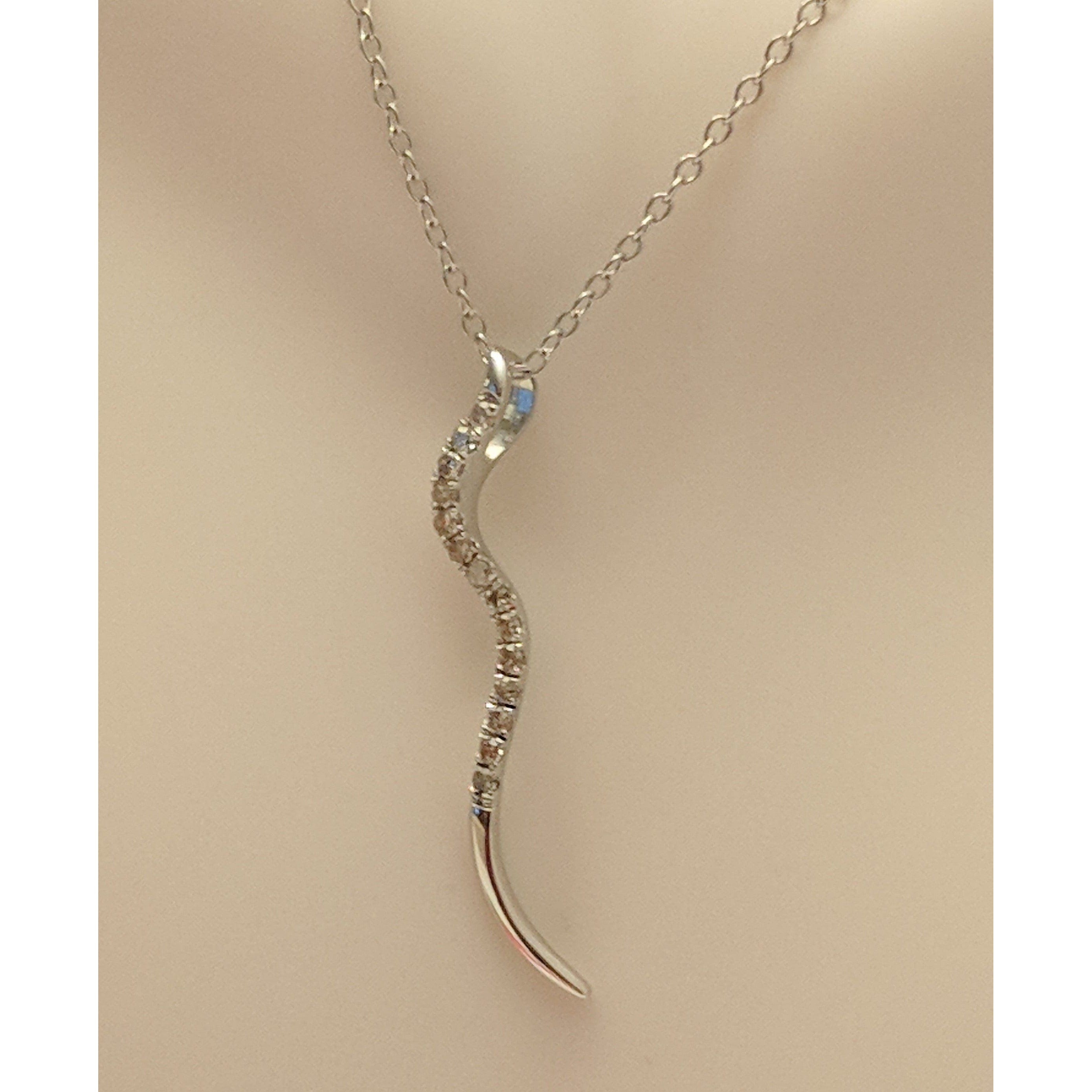 Genuine Diamond SNAKE Pendant in Affordable Sterling Silver--Sparkly and Beautiful!、mySite、g9winljtr