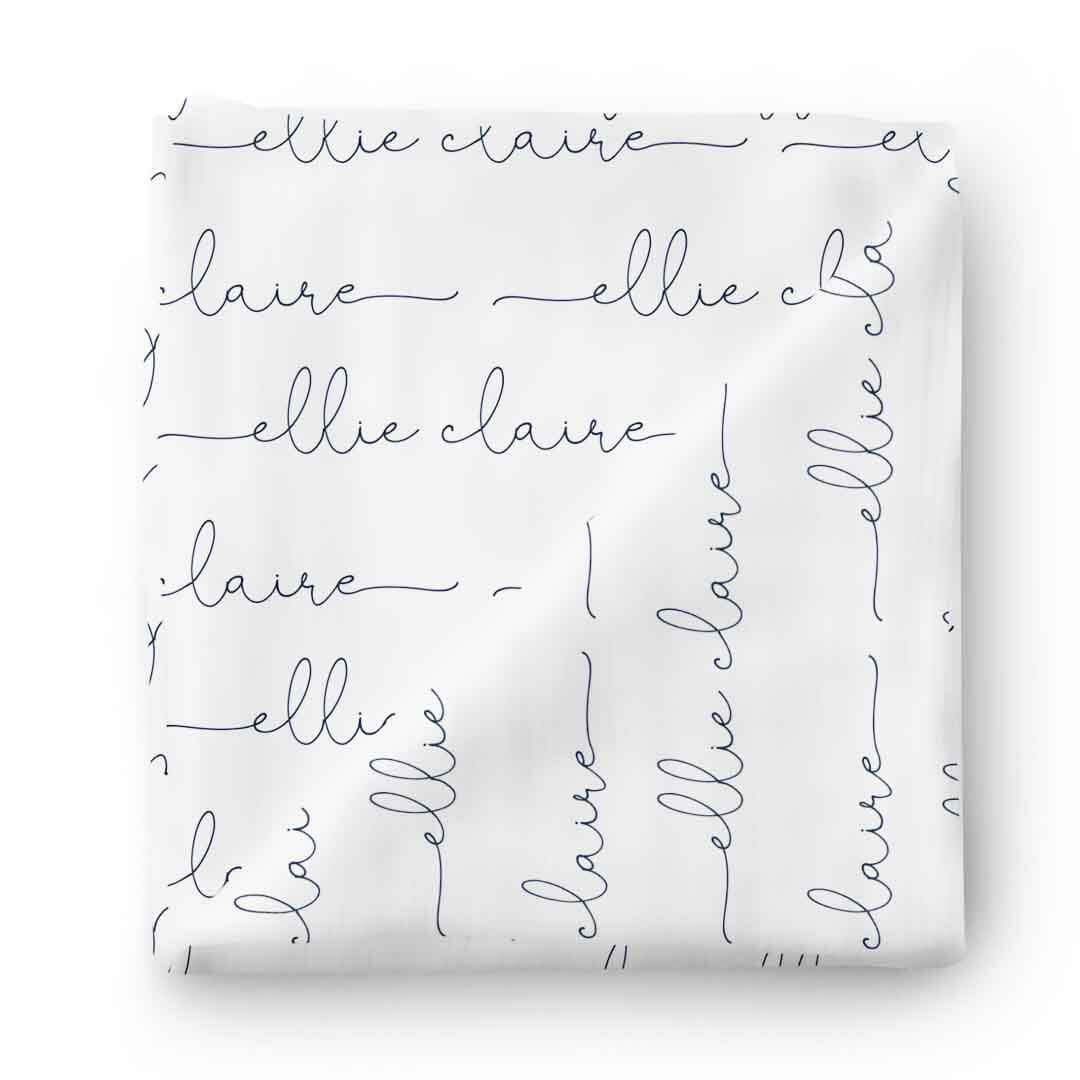  Personalized Dark Navy on White Baby Name Swaddle Blanket、mySite、layawaytickets