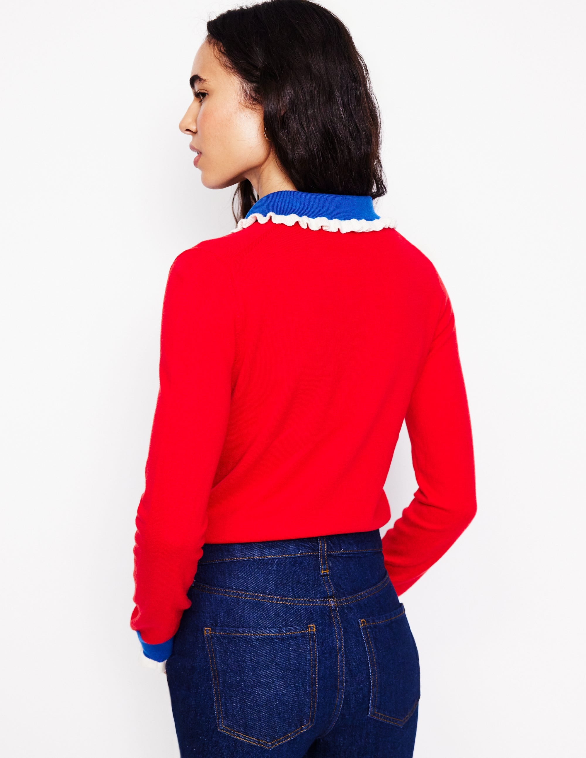  Frilled Cotton Blend Sweater-Poppy Red、mySite、ashleygrahame