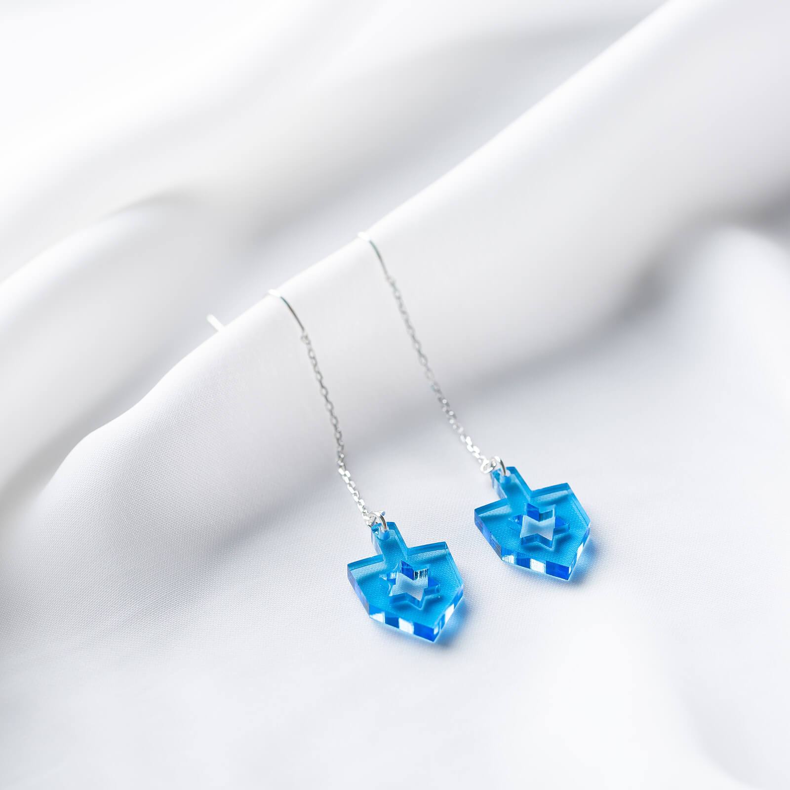 Dreidel Threader Earrings - Blue Transparent、mySite、topwebapps