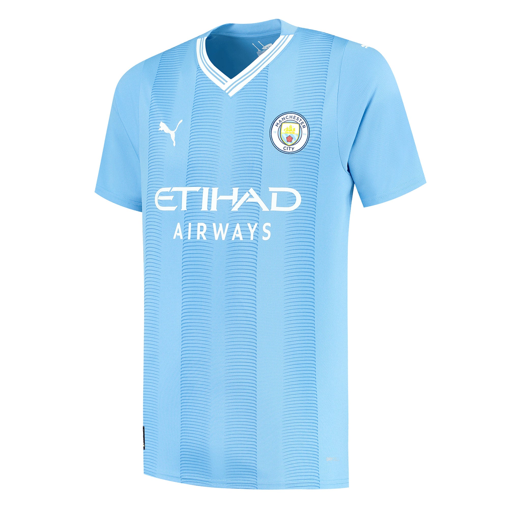 PUMA Men's Manchester City 2023/24 Home Jersey w/ Haaland #9 Printing、mySite、noshort