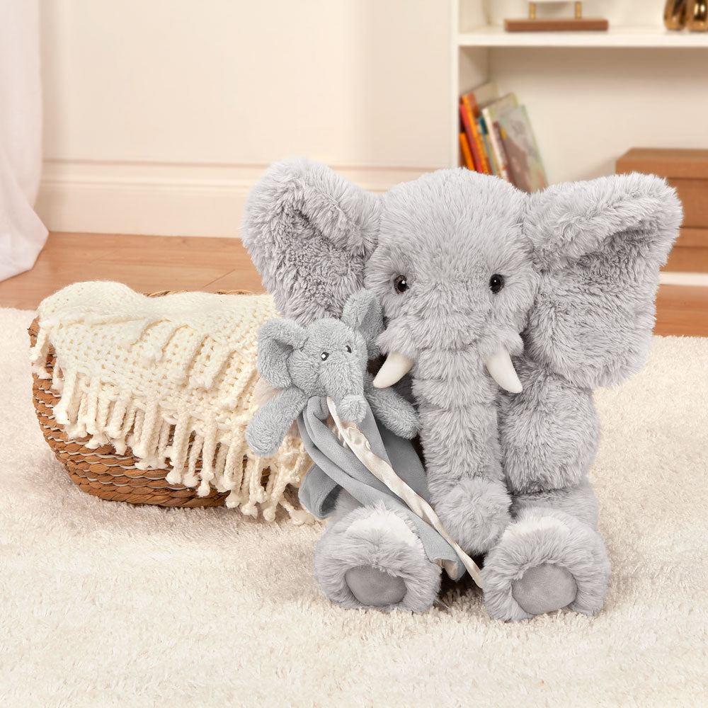 18 In. Oh So Soft Elephant with Elephant Lovey Security Blanket、mySite、g9winljtr