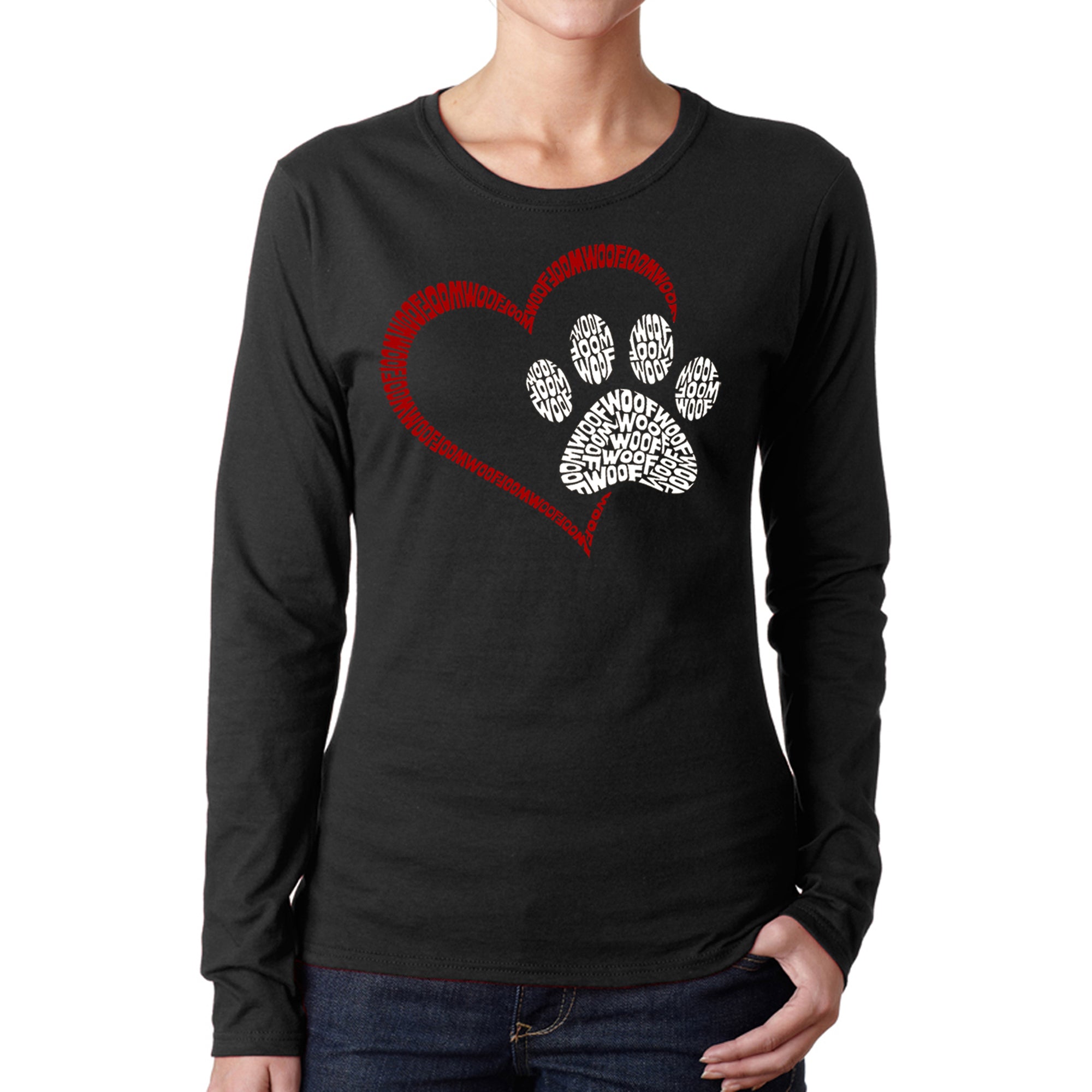 Paw Heart - Women's Word Art Long Sleeve T-Shirt、mySite、camillekostekn