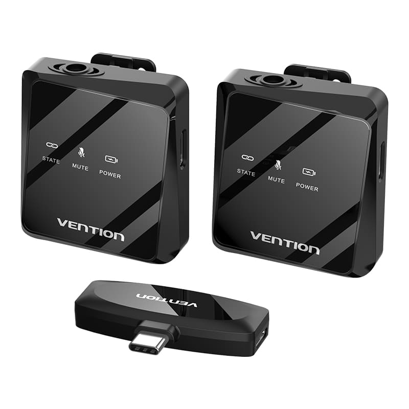 Vention USB-C 2-Pack Wireless Lavalier Microphone Black Type、mySite、fannypackpong