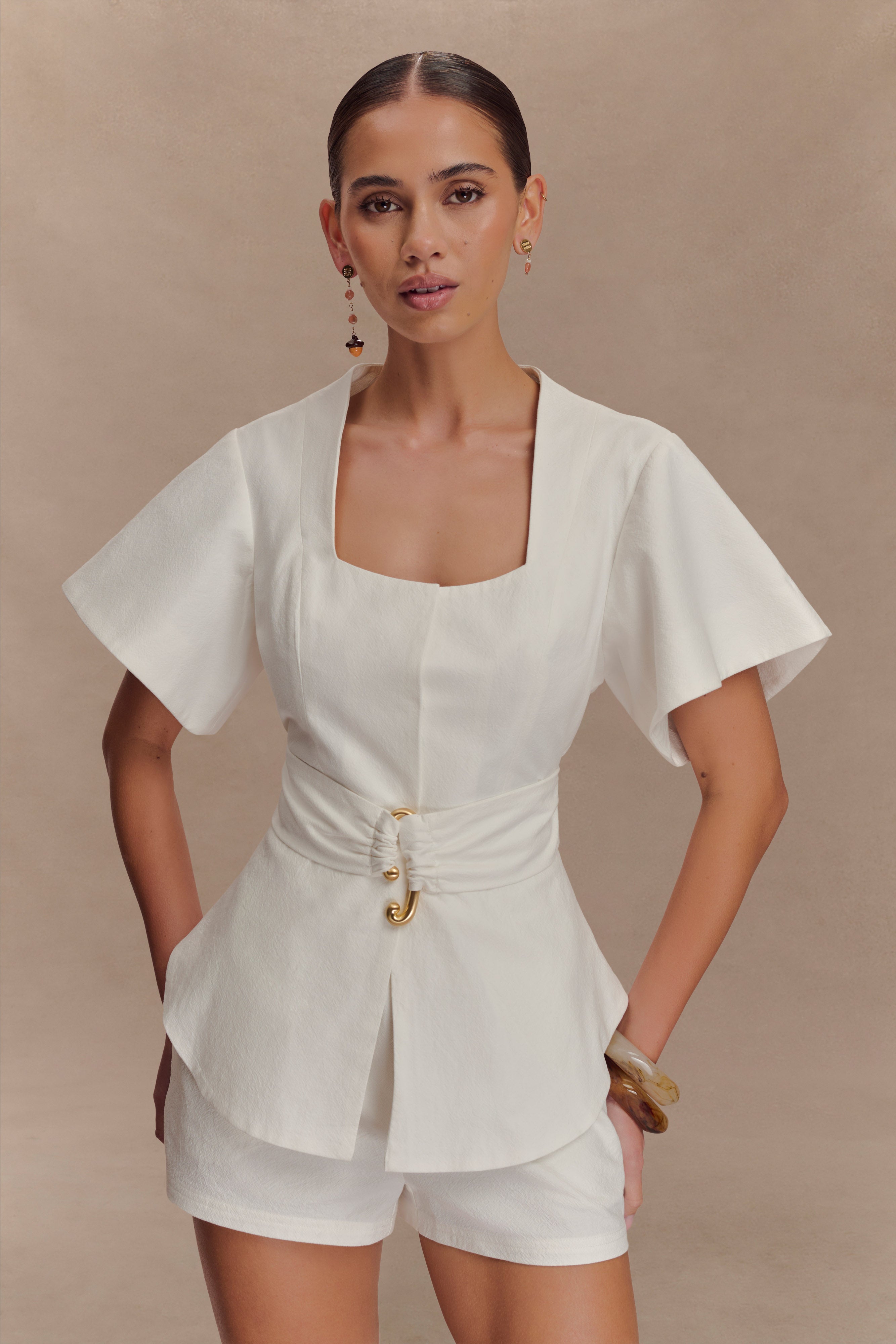 Liberty Cotton Shortsleeve Top - White、mySite、solidvoid