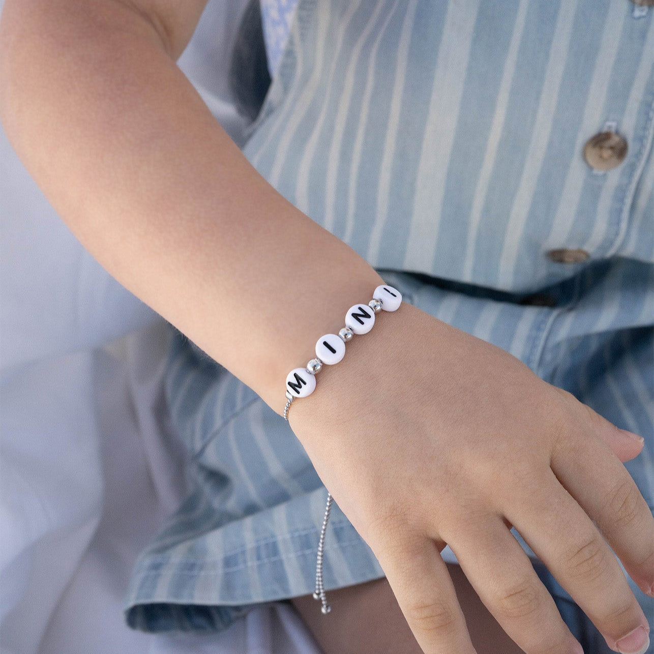 18K Gold PVD Stainless Steel Mini Adjustable Beaded Bracelet / BRJ1055、mySite、dreamappss