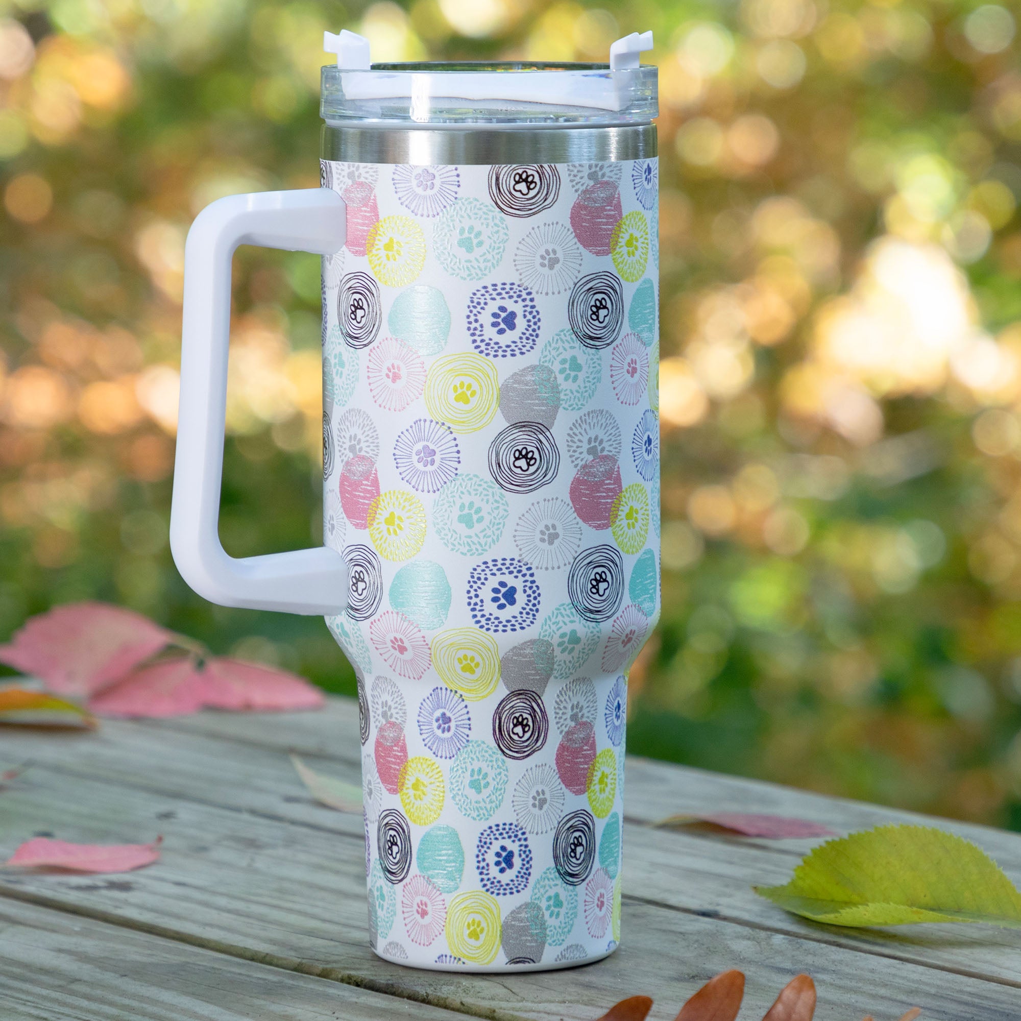 Paw Print Vacuum Sealed Stainless Steel Tumbler - 40 oz、mySite、camillekostekn