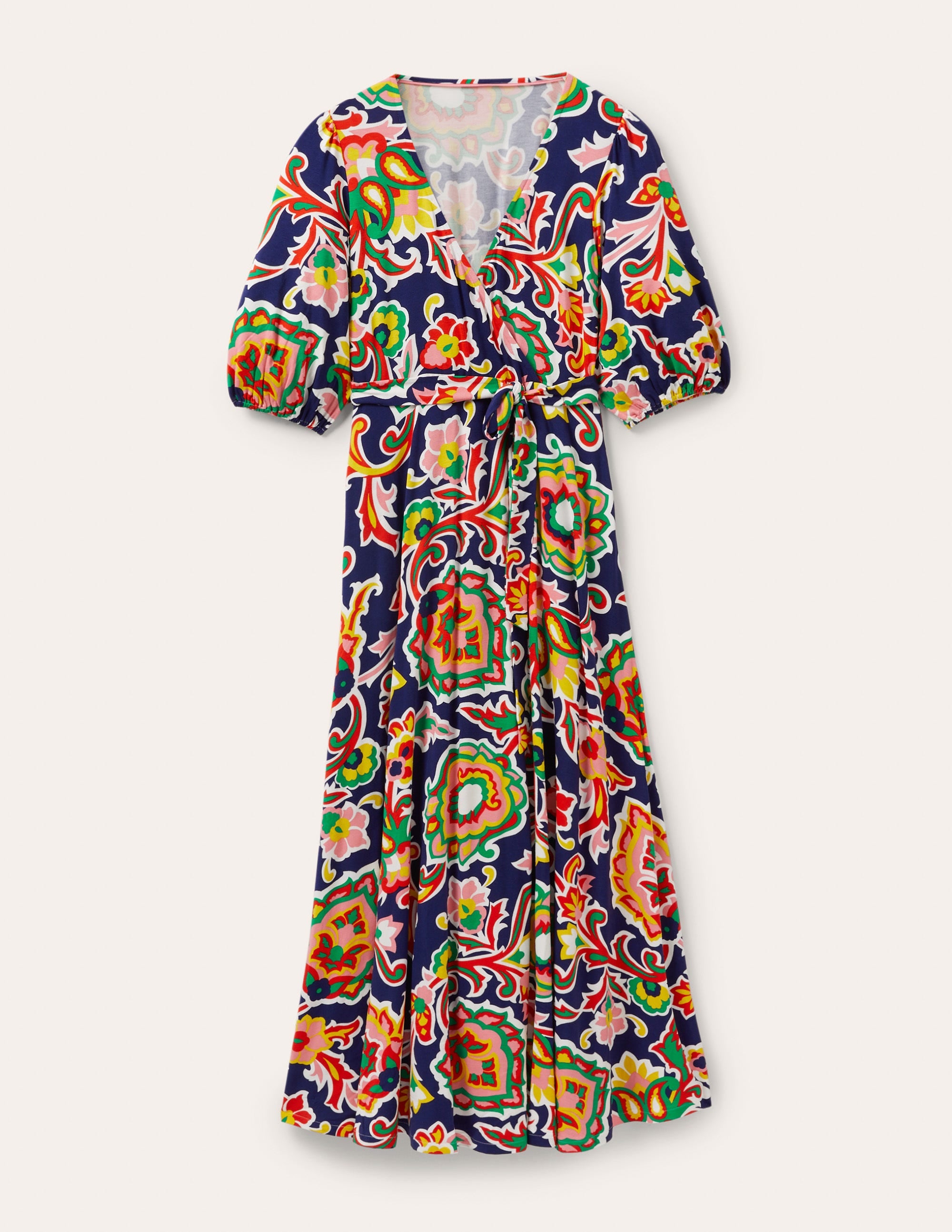  Fixed Wrap Jersey Maxi Dress-Midnight Ocean, Blooms、mySite、ashleygrahame