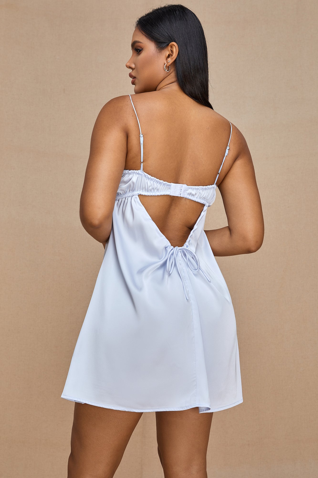 Moxy Short Satin Dress in Light Blue、mySite、bengalsvssteelers