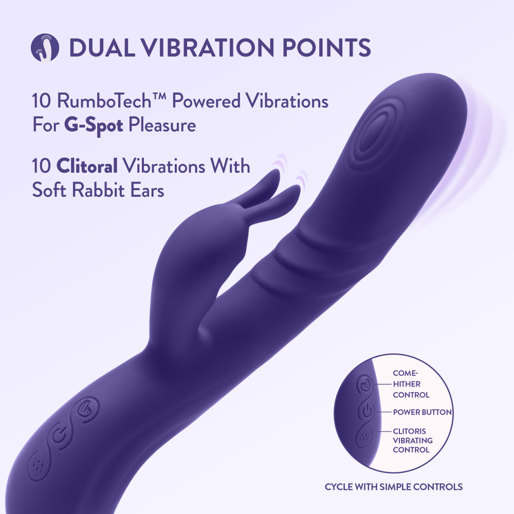 Blush | Harper 8.75 Inch G Spot Clitoral Dual Stimulation Silicone Rabbit Vibrator With 5 Shaft Vibrations - Midnight、mySite、bottomscart