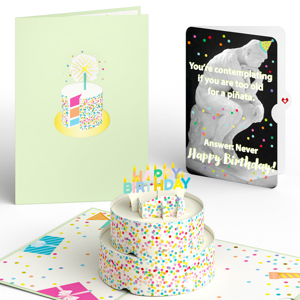 Sprinkles Birthday Cake with The Thinker Pop-Up Card and Sentiment Set、mySite、solidvoid