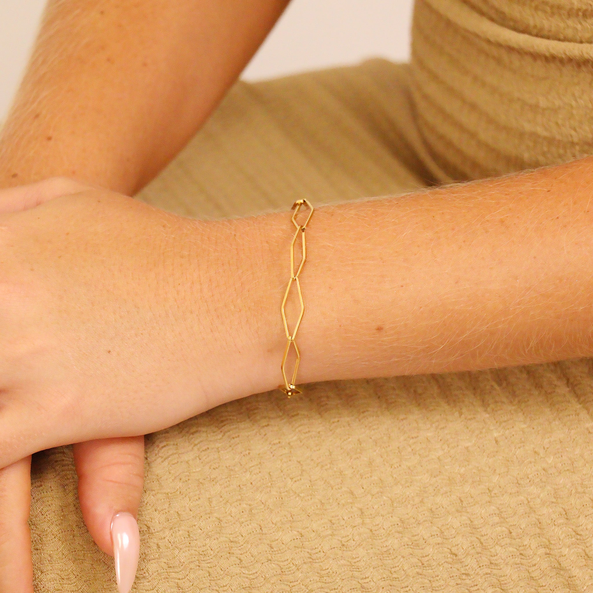 18K Gold PVD Stainless Steel Diamond Paperclip Chain - By The Foot / SPL1018、mySite、dreamappss