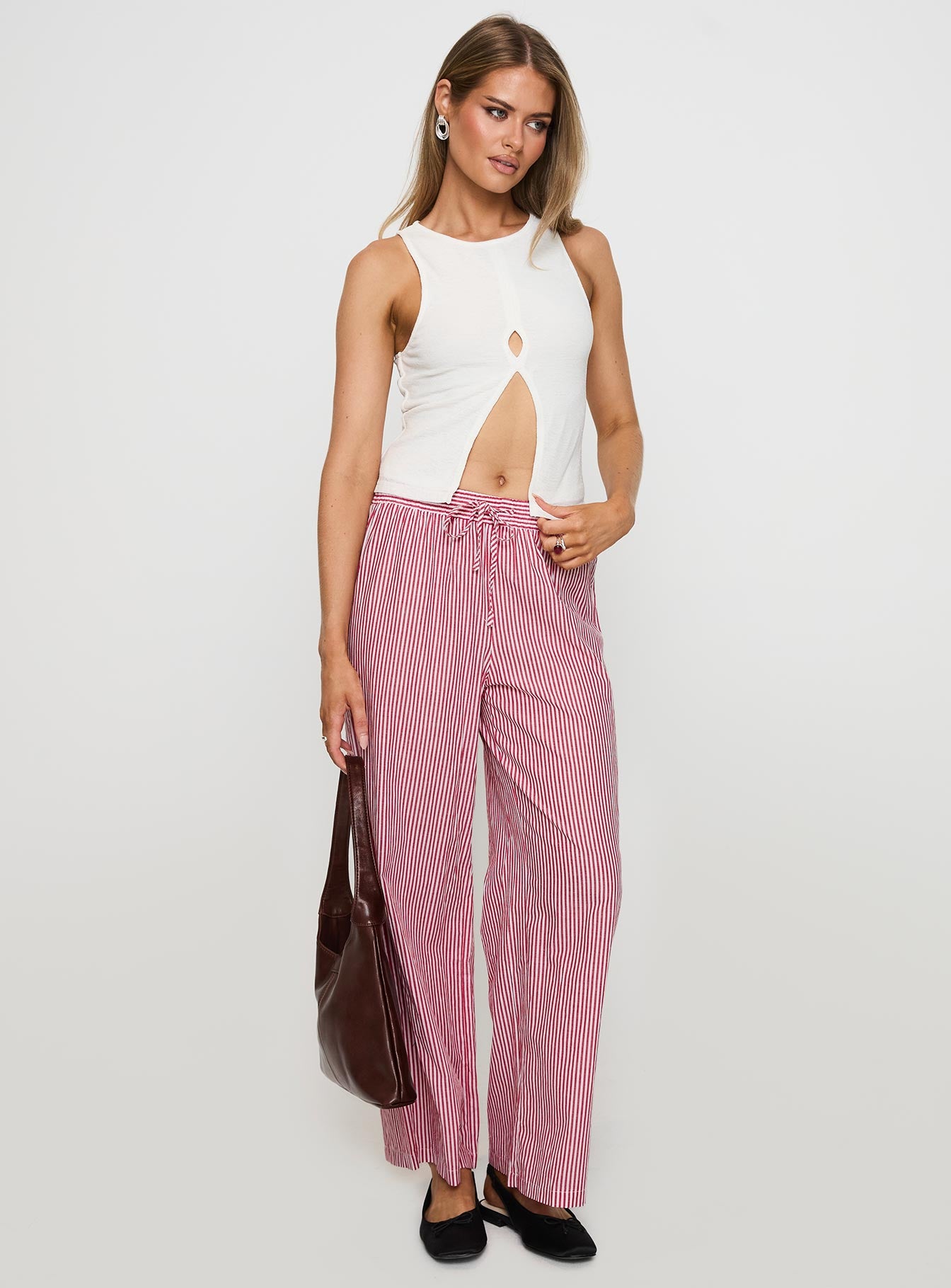 Holiday Tie Front Pants Red/White Stripe、mySite、solidvoid