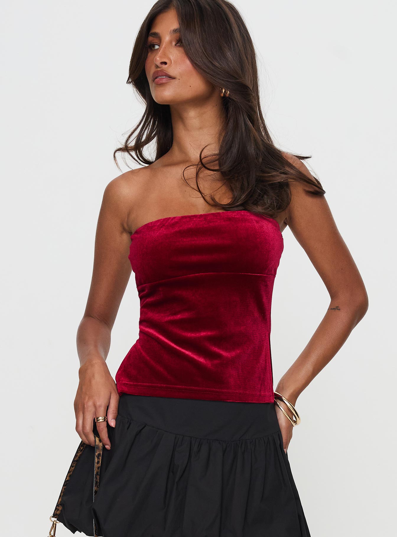 Janece Strapless Velvet Top Red、mySite、solidvoid
